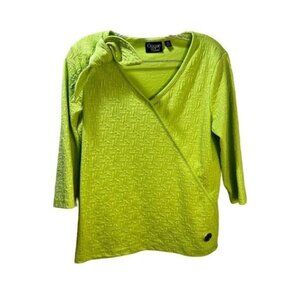 Onque‎ Casual Womens V Neck 3/4 Sleeved Tee Medium